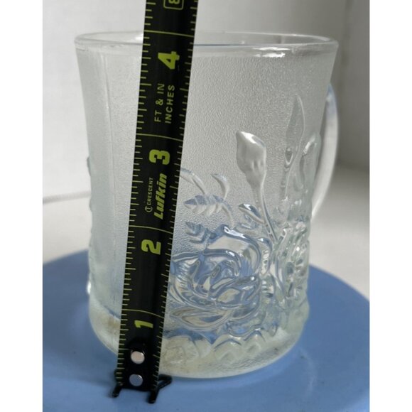 Vtg Pasari Livia Rose Indonesia Frosted Glass Coffee Tea Cup Mug 8 Oz GB-1199 - Picture 6 of 7